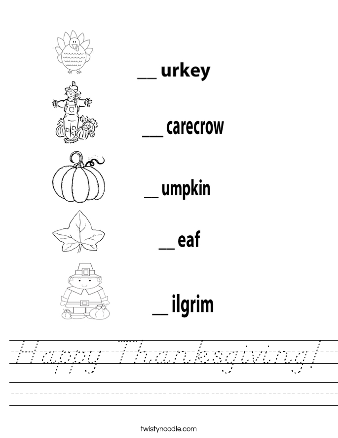 Happy Thanksgiving! Worksheet