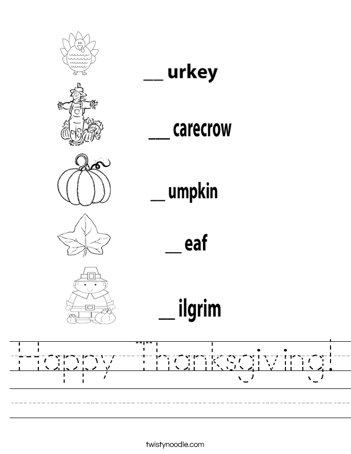 Happy Thanksgiving! Worksheet