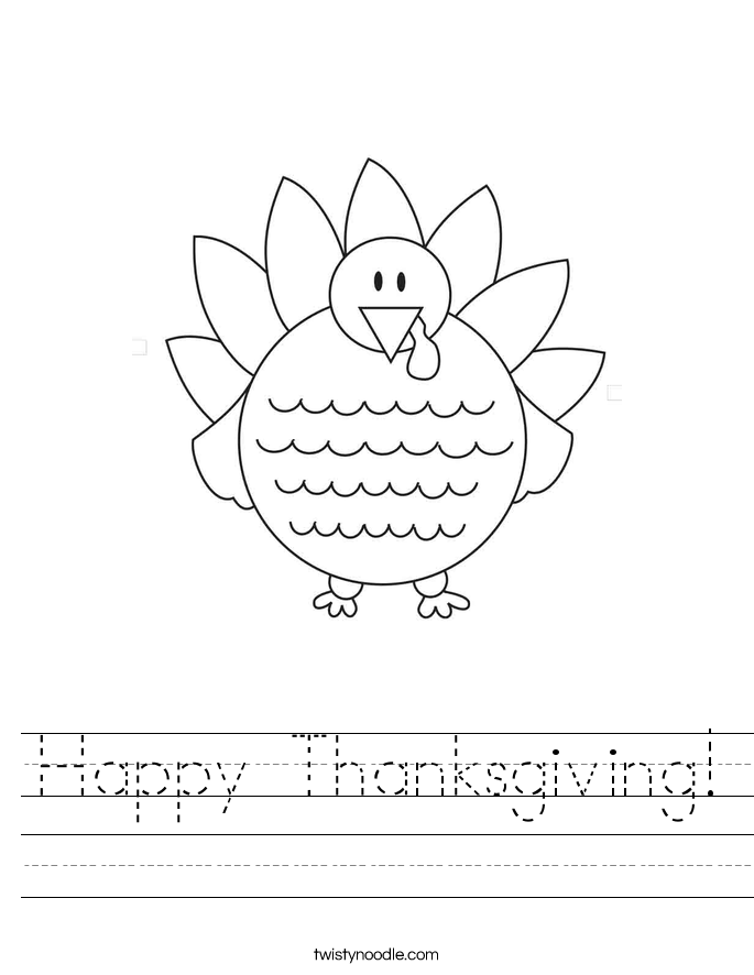 Happy Thanksgiving Worksheet - Twisty Noodle