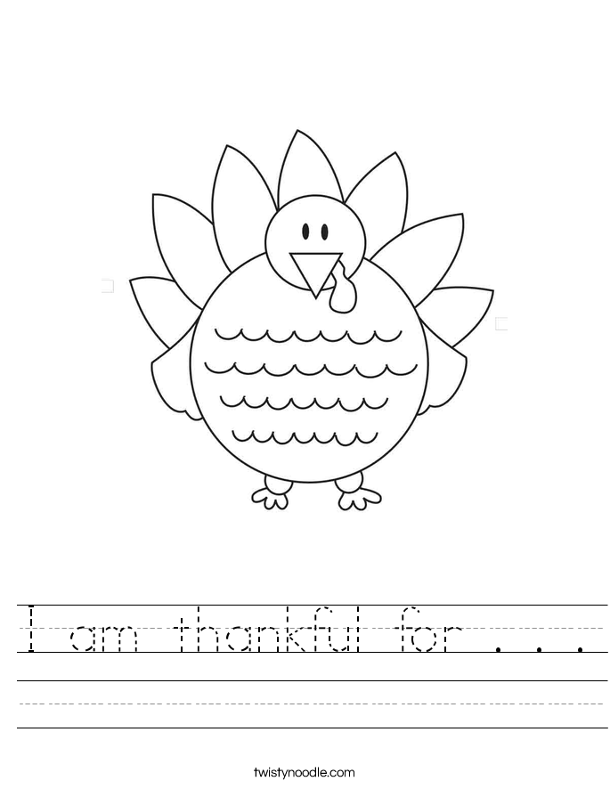 I am thankful for Worksheet - Twisty Noodle