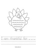 I am thankful for . . . Worksheet