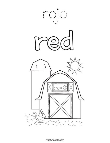 The barn is red. Coloring Page