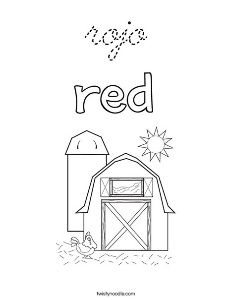 The barn is red. Coloring Page