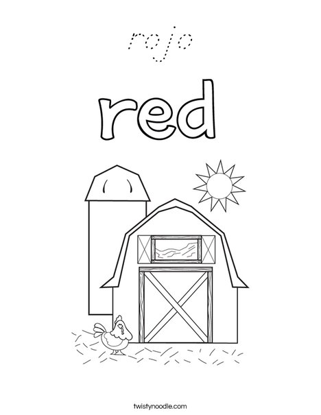 The barn is red. Coloring Page