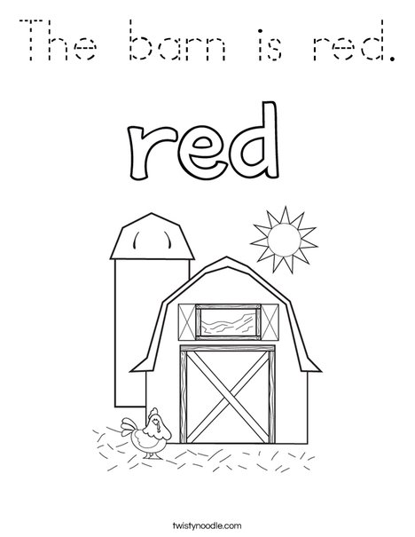 The barn is red. Coloring Page
