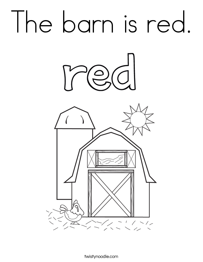 The barn is red. Coloring Page