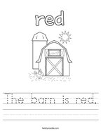 The barn is red Handwriting Sheet