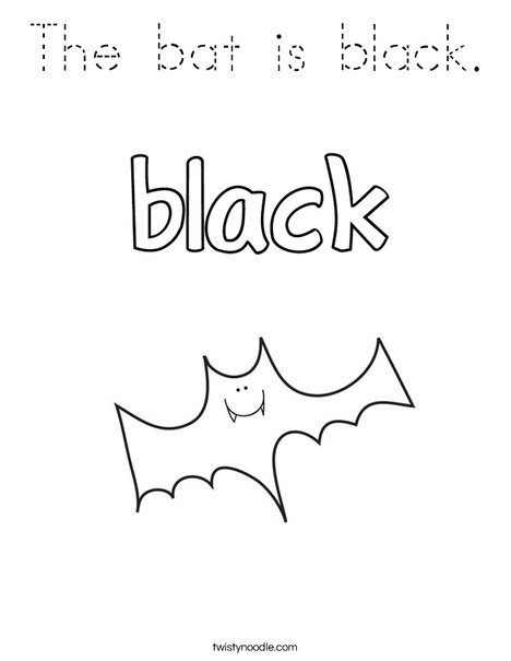 The bat is black Coloring Page - Tracing - Twisty Noodle