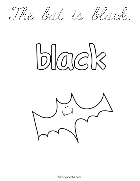 The bat is black. Coloring Page