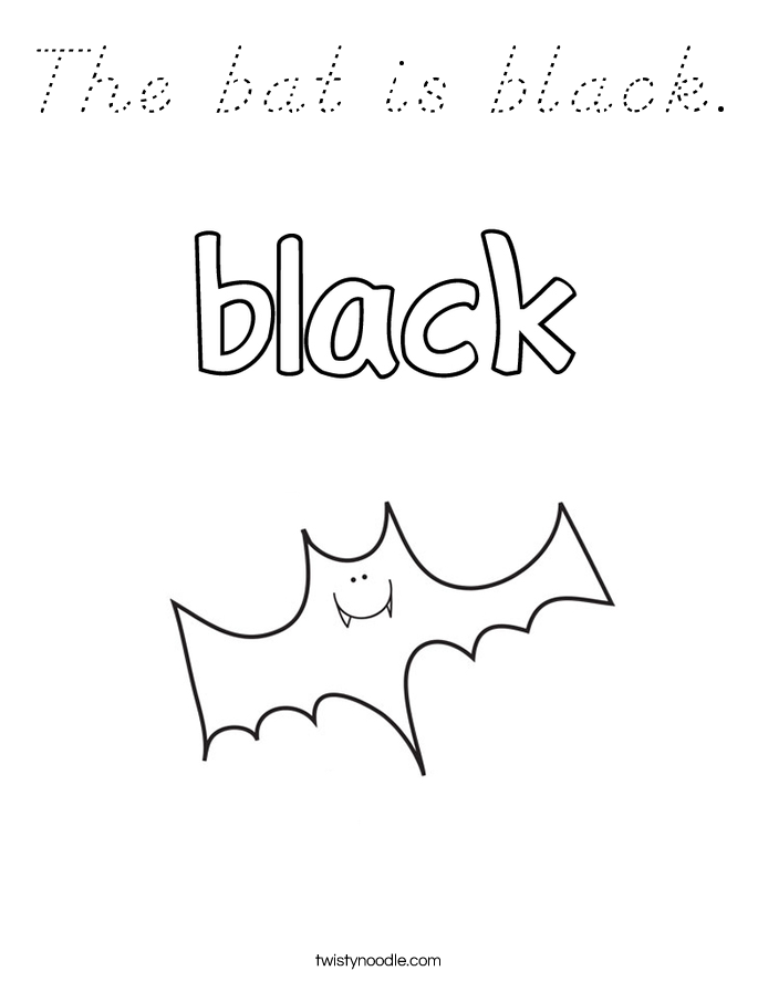 The bat is black. Coloring Page