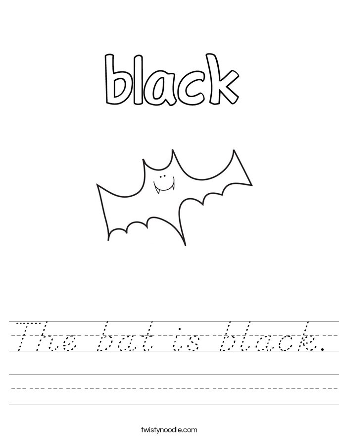The bat is black. Worksheet