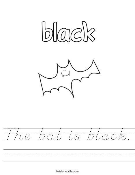 The bat is black. Worksheet