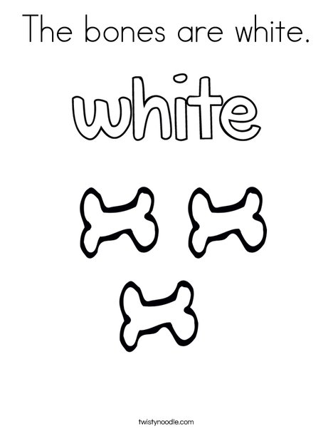 The bones are white. Coloring Page