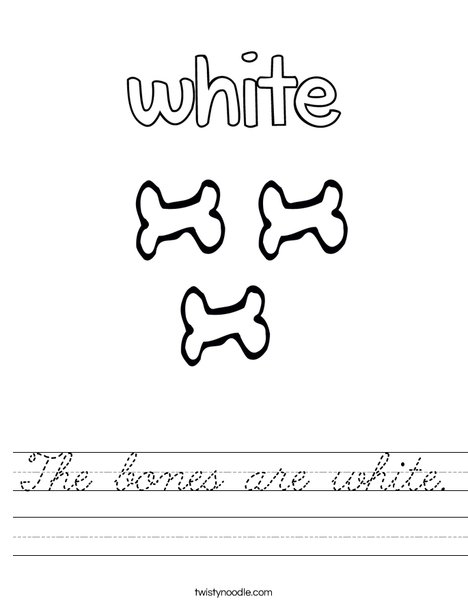 The bones are white. Worksheet