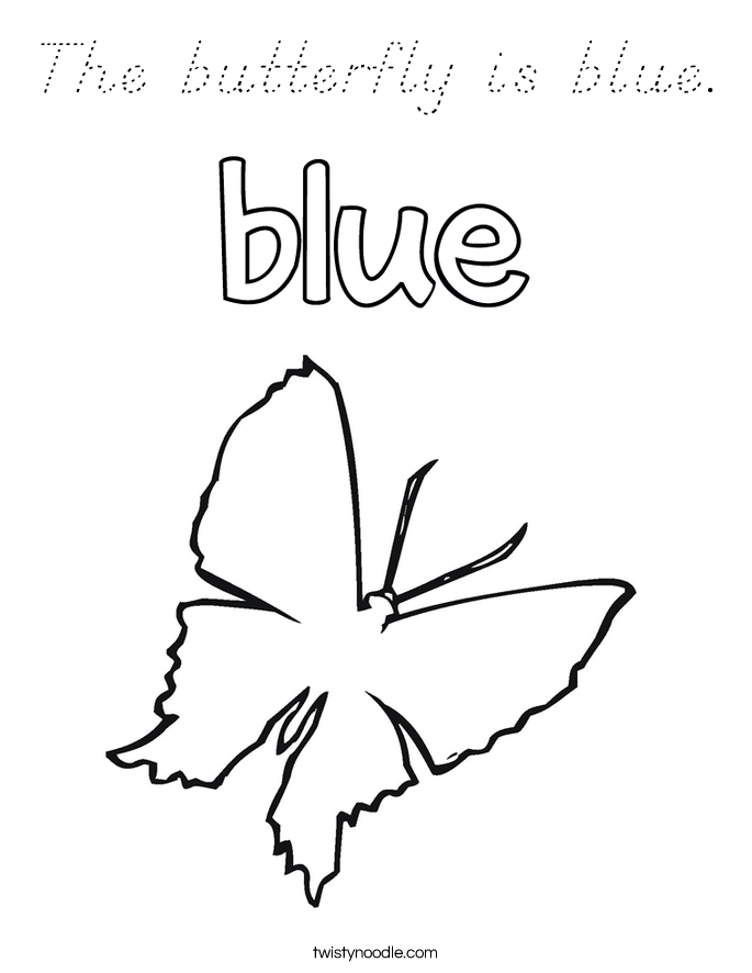 The butterfly is blue. Coloring Page