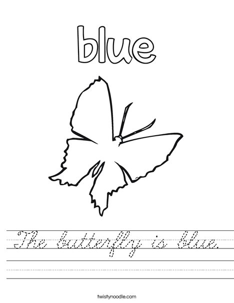 The butterfly is blue. Worksheet