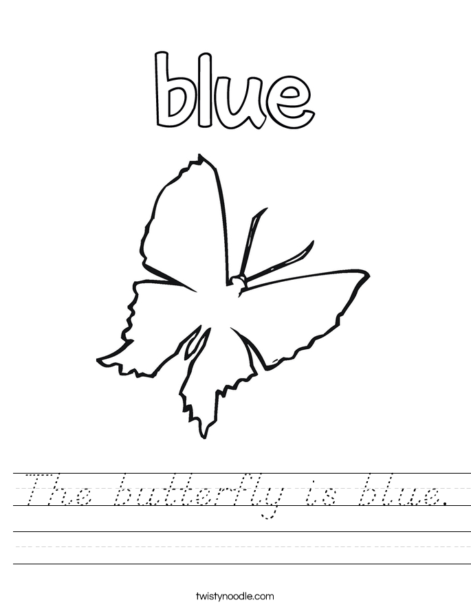 The butterfly is blue. Worksheet