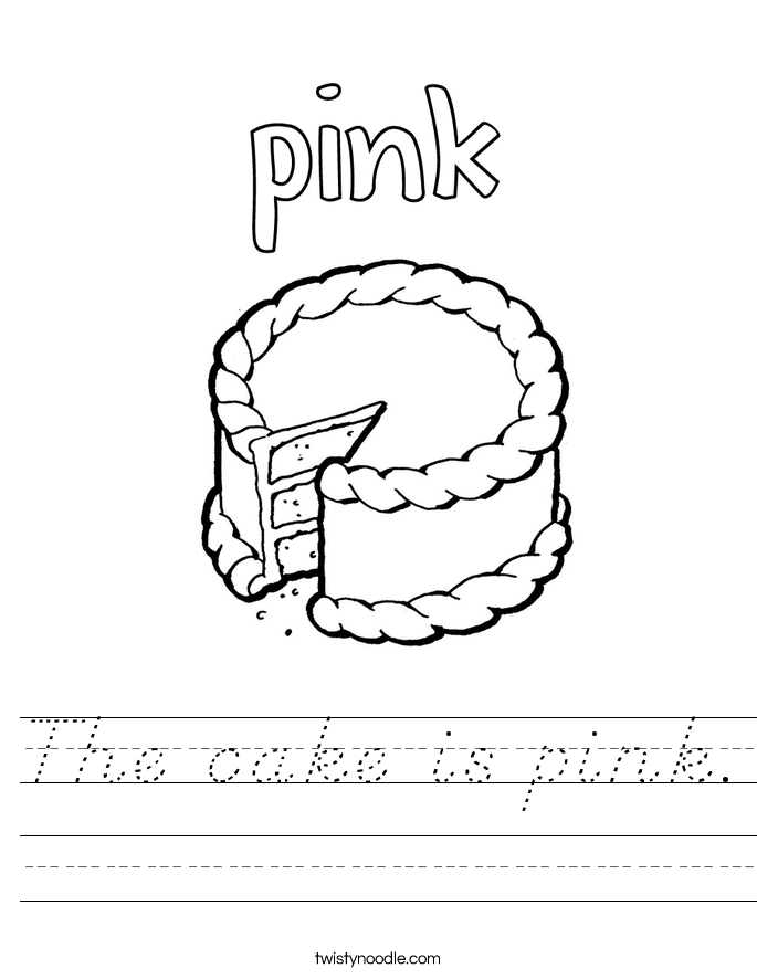 The cake is pink. Worksheet