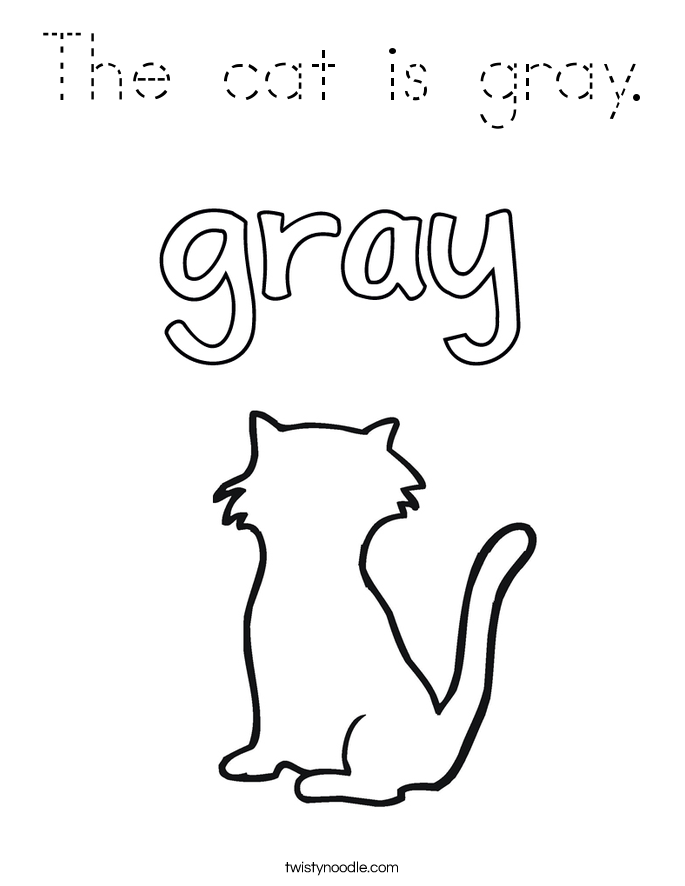 The cat is gray. Coloring Page