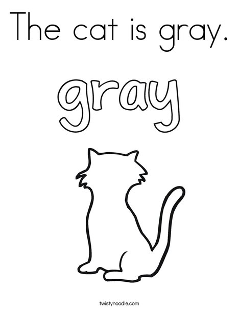 The cat is gray. Coloring Page