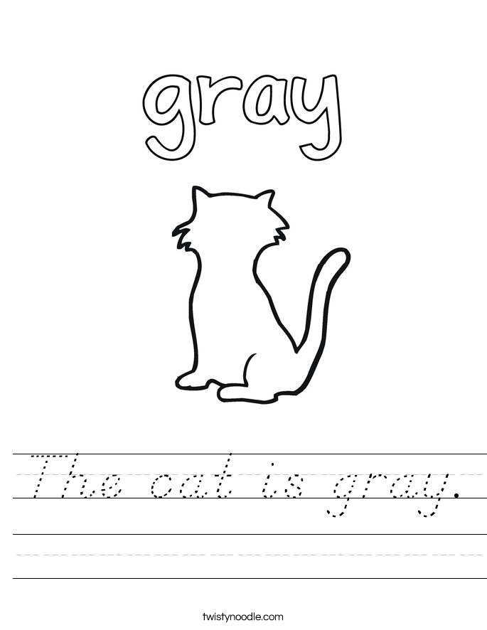 The cat is gray. Worksheet