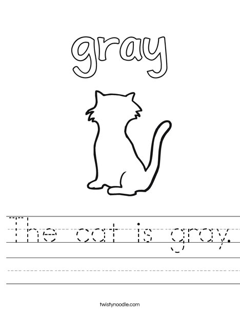 The cat is gray. Worksheet
