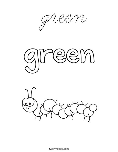 The caterpillar is green. Coloring Page