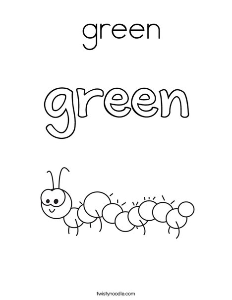 The caterpillar is green. Coloring Page