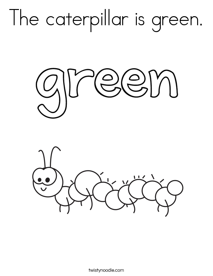 The caterpillar is green. Coloring Page