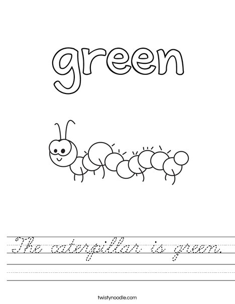 The caterpillar is green. Worksheet