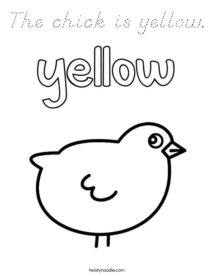The chick is yellow. Coloring Page