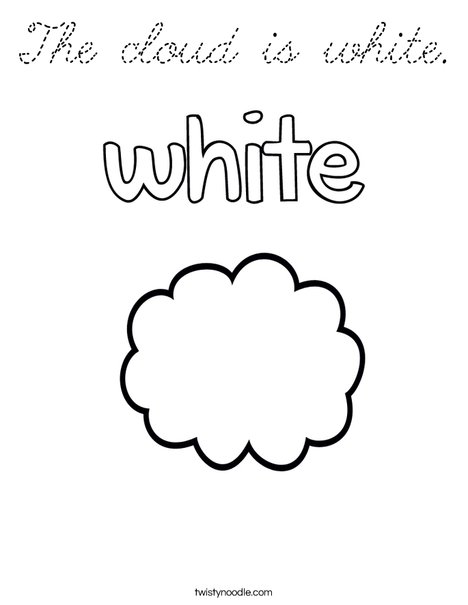 The cloud is white. Coloring Page