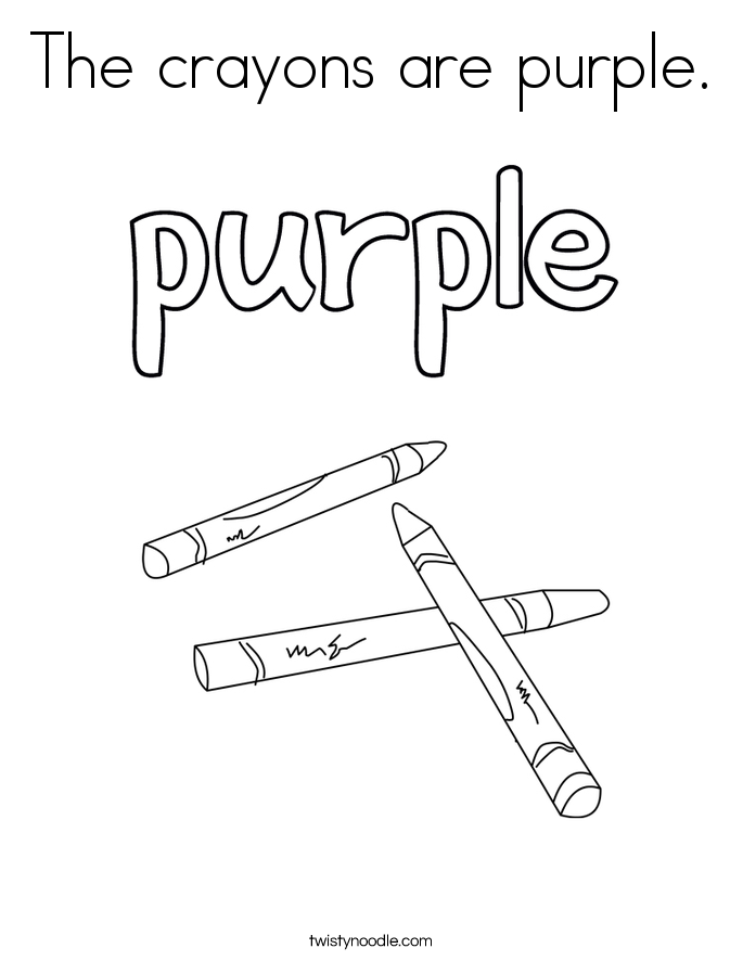 The crayons are purple. Coloring Page