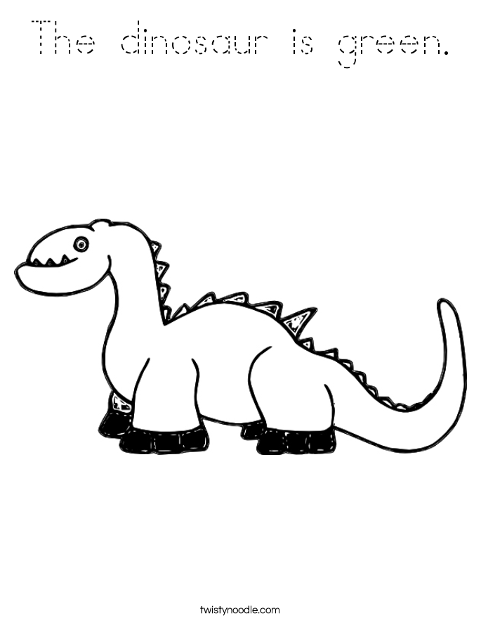 The dinosaur is green. Coloring Page