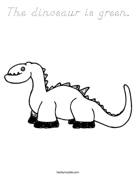 The dino is green. Coloring Page