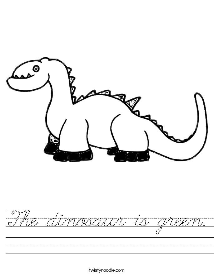 The dinosaur is green. Worksheet