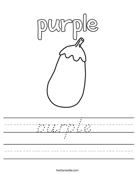 The eggplant is purple. Worksheet