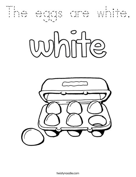 The eggs are white Coloring Page - Tracing - Twisty Noodle