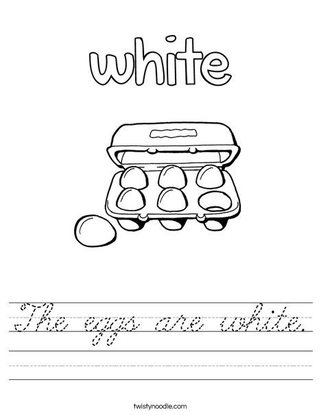 The eggs are white. Worksheet
