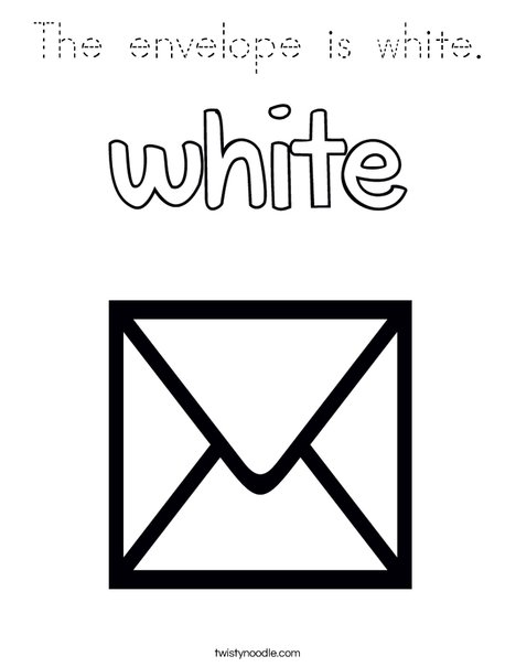 The envelope is white. Coloring Page