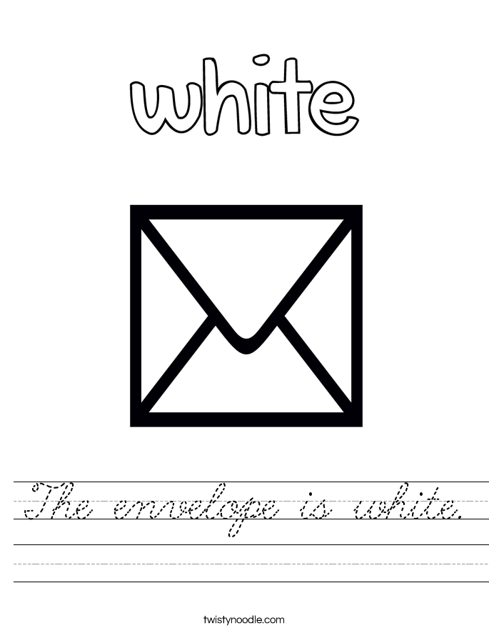 The envelope is white. Worksheet