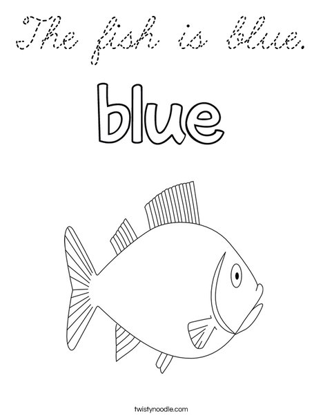 The fish is blue. Coloring Page