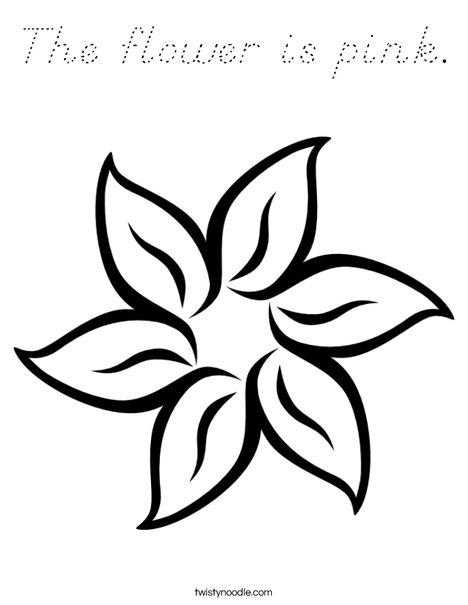 The flower is pink. Coloring Page