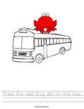 Fred the red frog sits on the bus. Worksheet