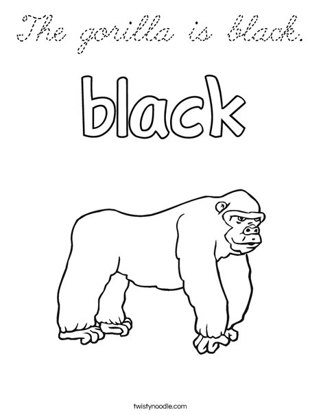 The gorilla is black. Coloring Page