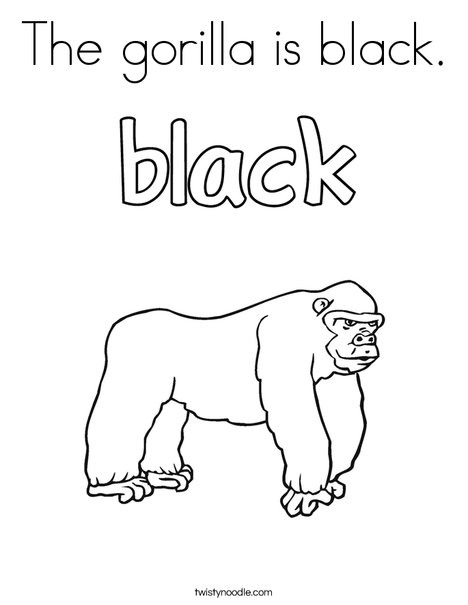 The gorilla is black. Coloring Page