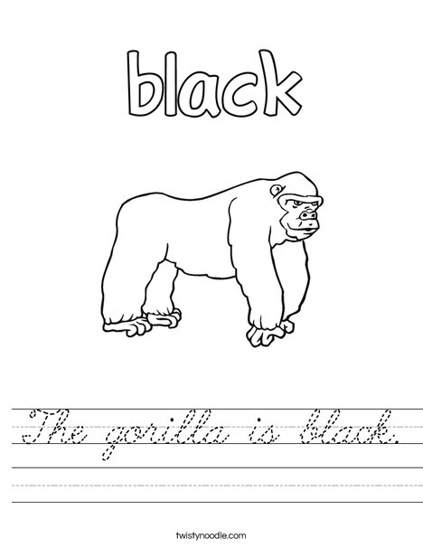 The gorilla is black. Worksheet
