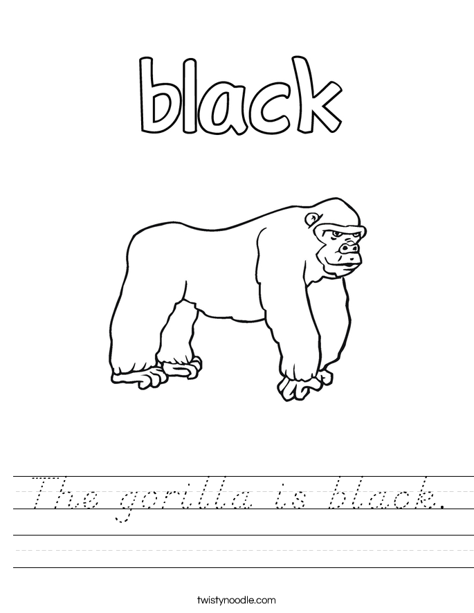 The gorilla is black. Worksheet