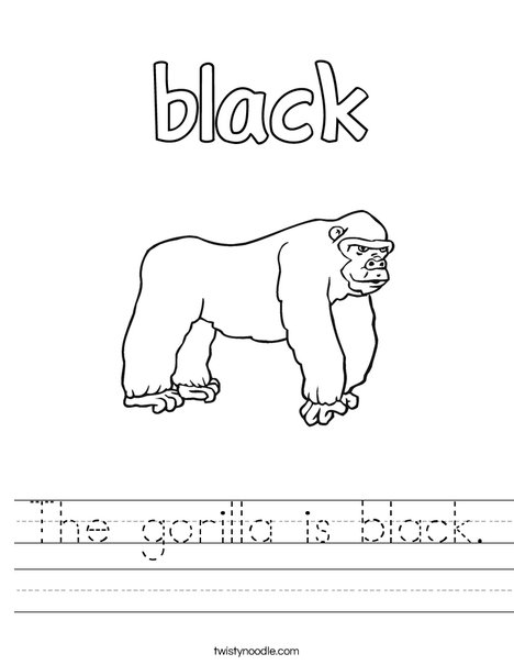 The gorilla is black. Worksheet