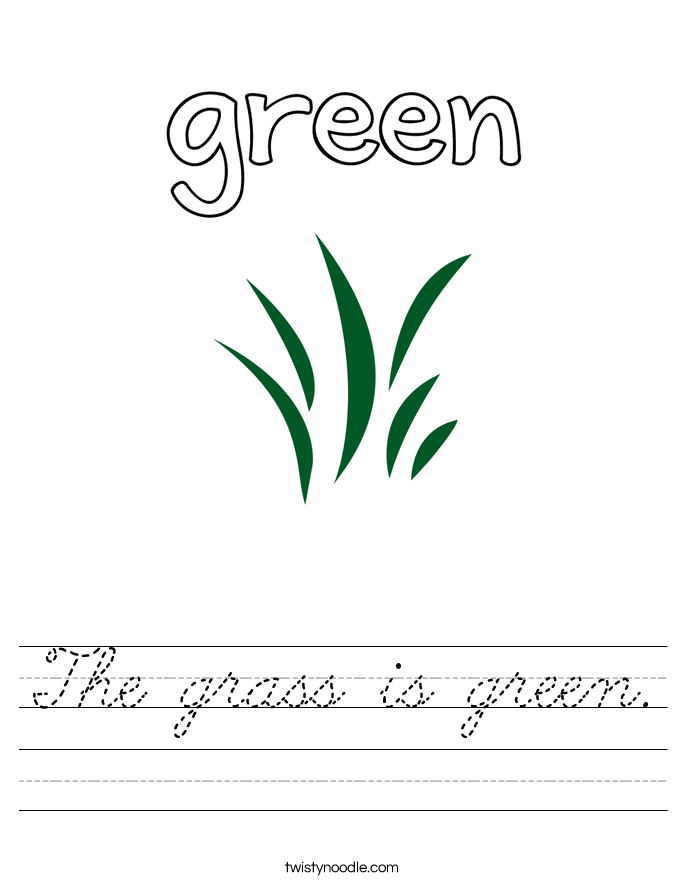 The grass is green. Worksheet